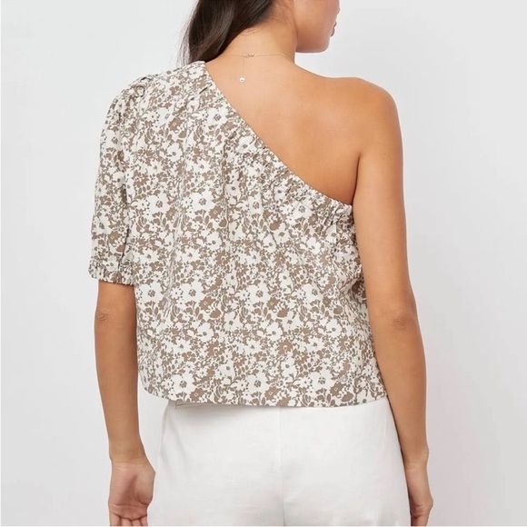 Rails Jayla One Shoulder Floral Print Top Taupe Cafe Floral - Picture 4 of 10